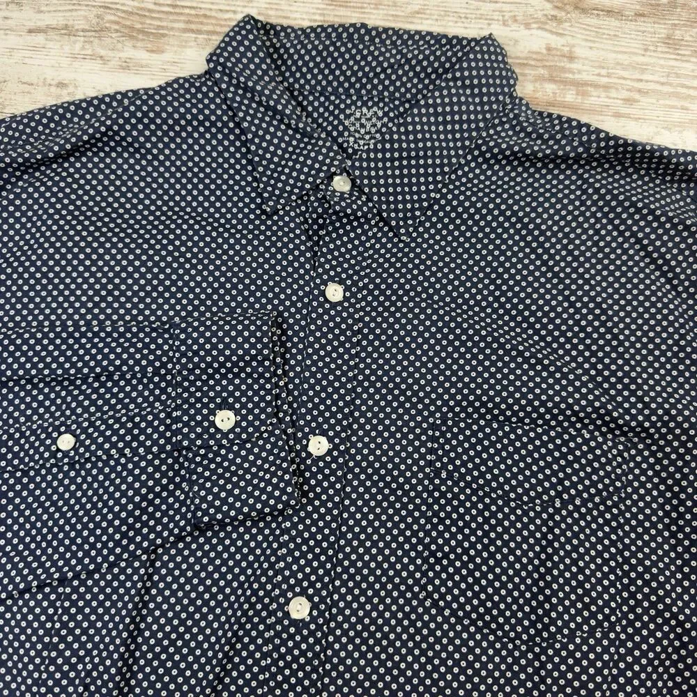 J.Crew Chambray Lightweight Long-Sleeve Button-Up Shirt Men's XL Polka Dot Blue